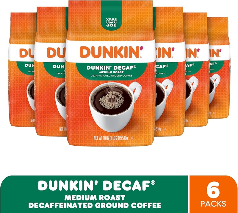 Dunkin' Decaf Medium Roast Ground Coffee (Pack of 6) - Image 2
